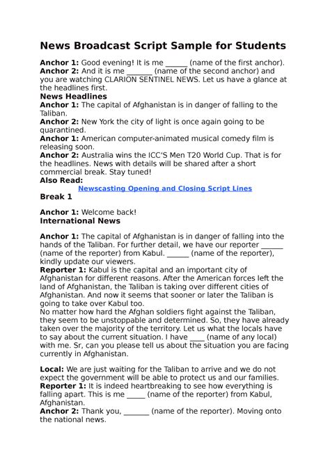 broadcast script example for students