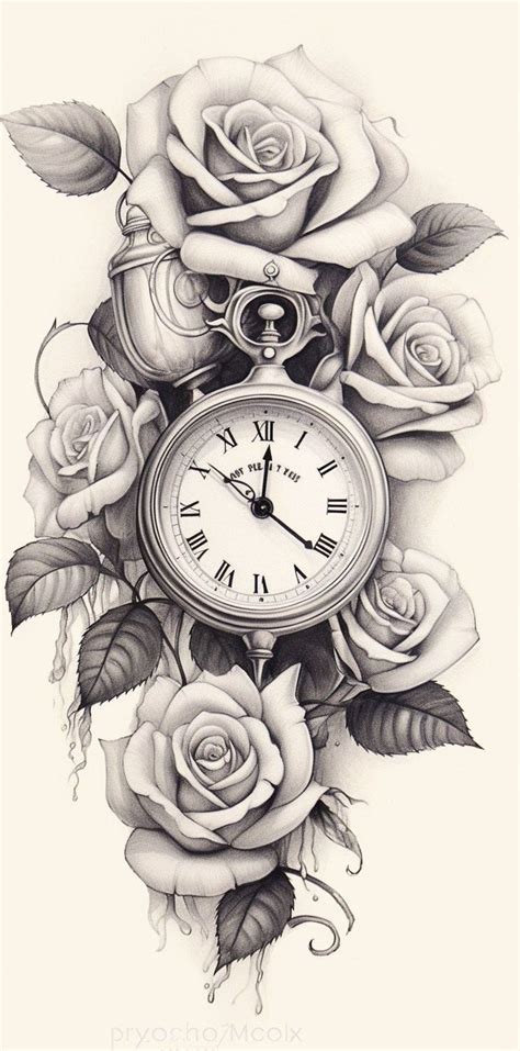 Broken Clock With Roses