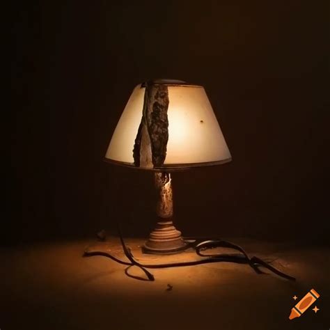broken lamp on table