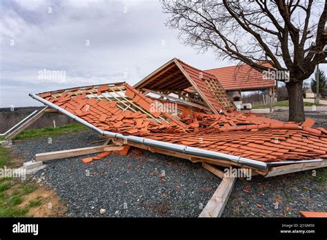 Broken roof after a storm