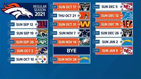 broncos football schedule 2021