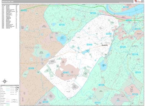 Brookline MA Zip Code Map