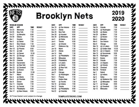 brooklyn nets basketball schedule 2019/2020
