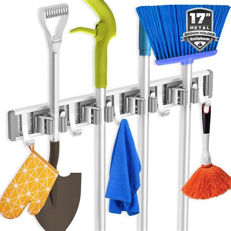 Broom Holder With Hooks