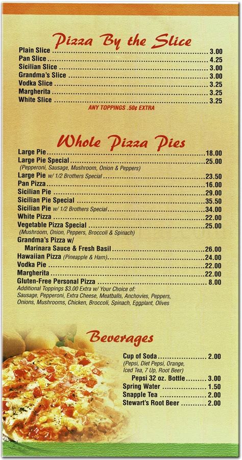 brothers restaurant menu with prices