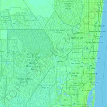 Broward County topographic map, elevation, relief