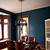 brown and blue dining room