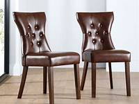 Brown Faux Leather Retro Dining Chairs Set of Two Primrose & Plum