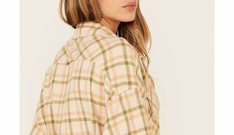 By Together Women's Light Brown Plaid Long Sleeve Button-Down Western