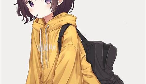 Brown Hair Anime Girl In Hoodie - Anime Wallpaper HD