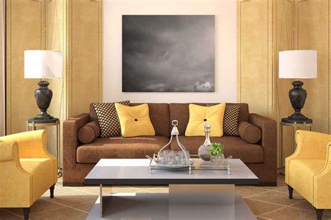 New Brown Sofa Yellow Cushions Update Now