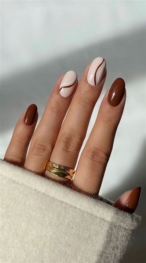 Brown And White Fall Nails