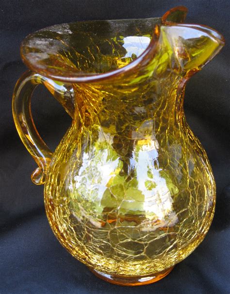 brown crackle glass pitcher