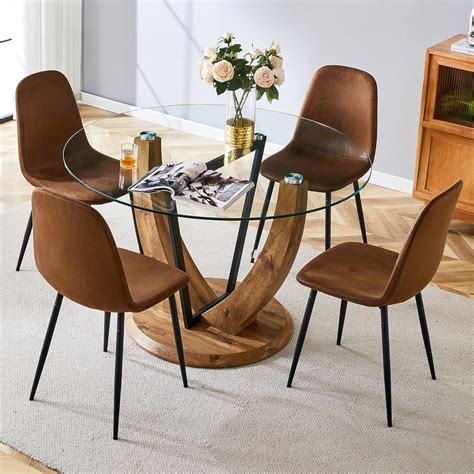 brown dining table set for 4