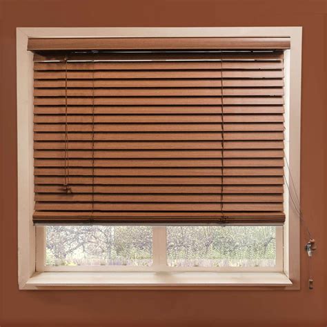 brown faux wood window blinds