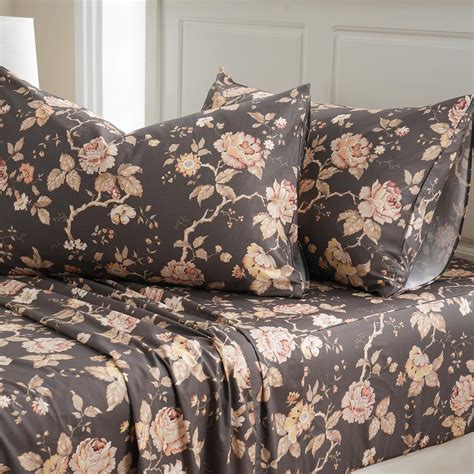 Brown Floral Bed Sheets