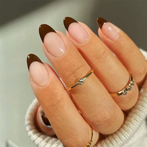 Brown French Dip Nails