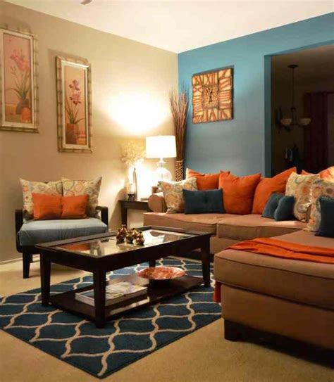 brown gray and teal living room