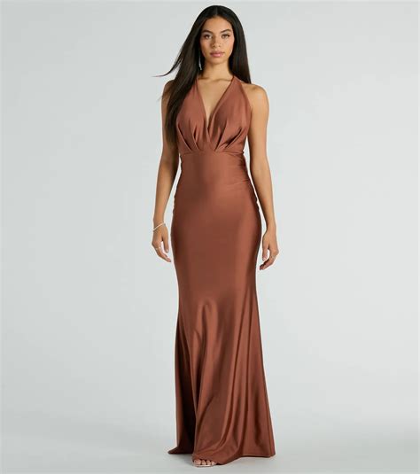 Brown Halter Gown