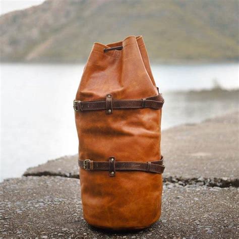 Brown Leather Backpack Duffle Bag