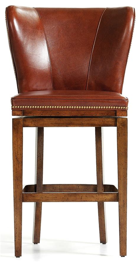 Brown Leather High Back Bar Stools