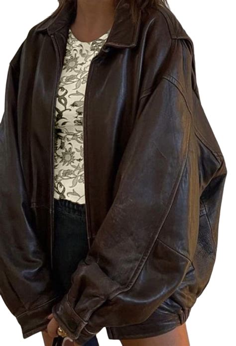 brown leather jacket retro