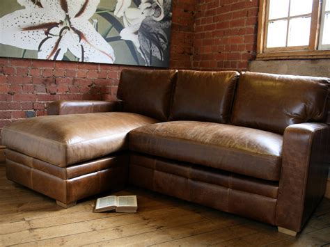brown leather sofa chaise