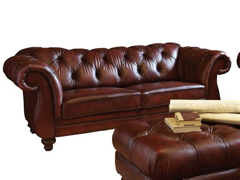 brown leather tufted sofa