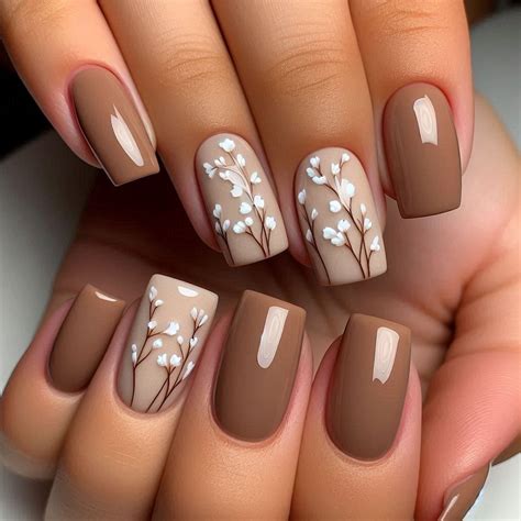 Brown Nails With Designs