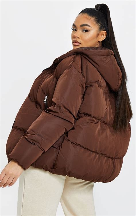 brown oversized puffer coat