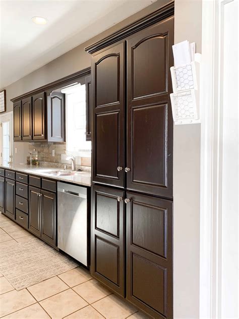 brown painted cabinets