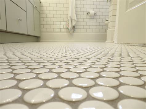 brown penny tile shower floor