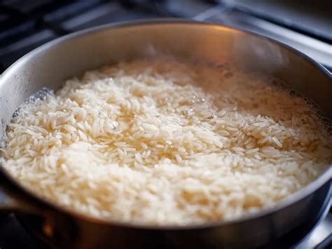 A Pot of Brown Rice Simmering Gently on a Stovetop