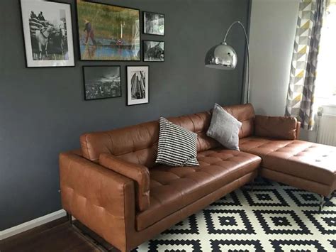 Brown Sofa Grey Walls