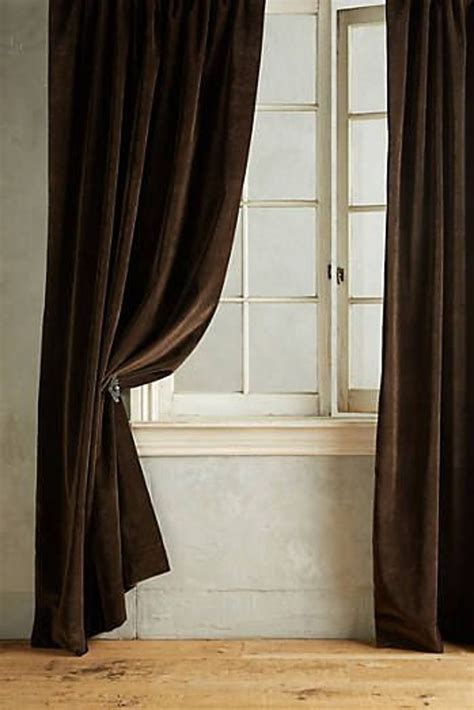 brown velvet curtain panels