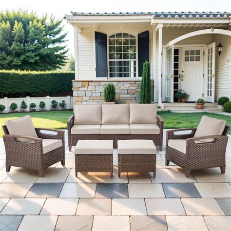 Brown Wicker Patio Sofa