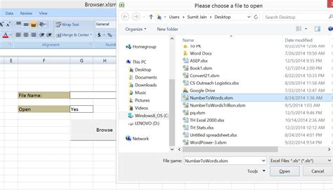 Browse for the Excel File