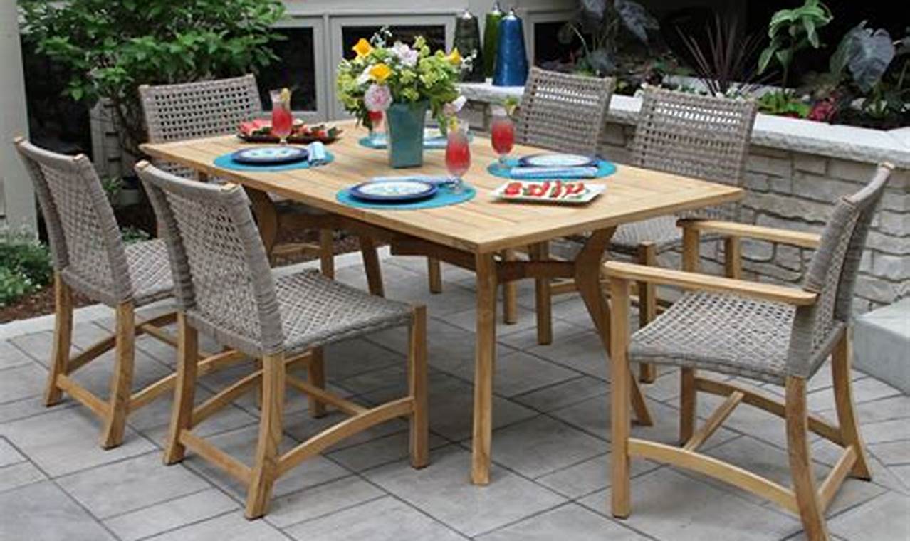 broyhill 5 piece patio furniture with teak table at homegoods