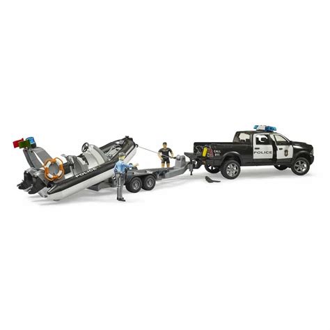 Bruder Police Pickup with Trailer and Boat Kazoo Toys
