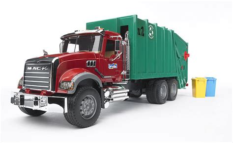 bruder mack granite garbage truck red green