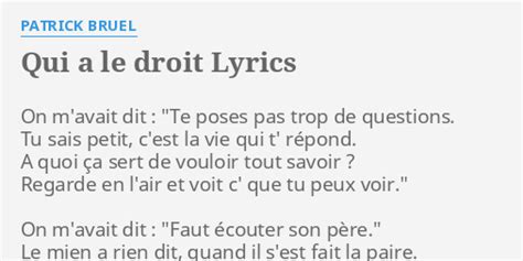 bruel qui a le droit paroles