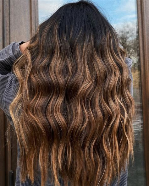 brunette hair color with gold highlights