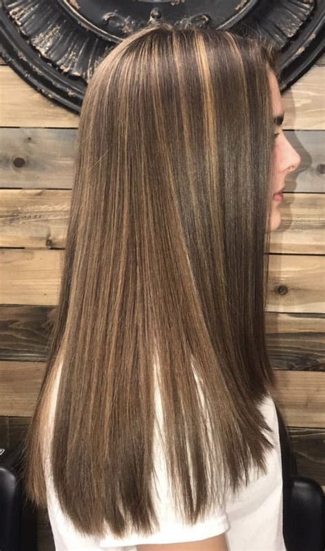 brunette with blonde highlights straight hair