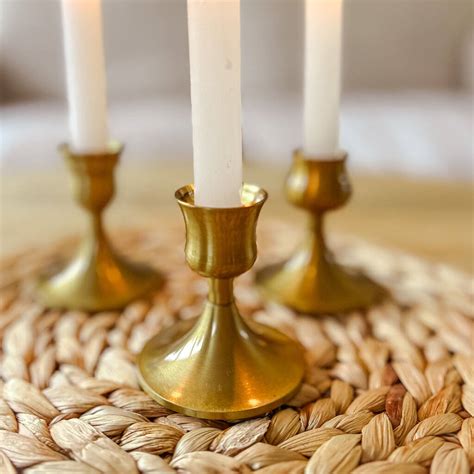Brushed Gold Candlestick Holders