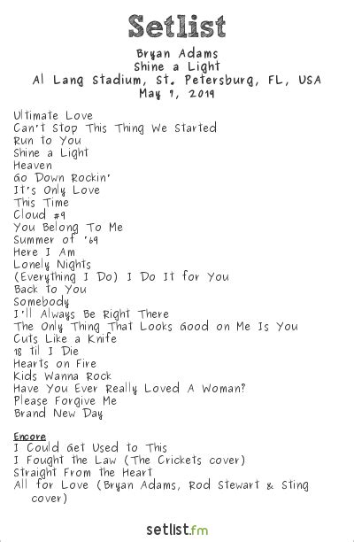 bryan adams setlist chicago