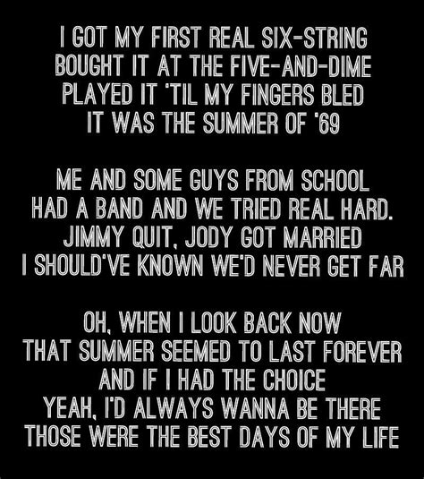 bryan adams summer of 69 lyrics