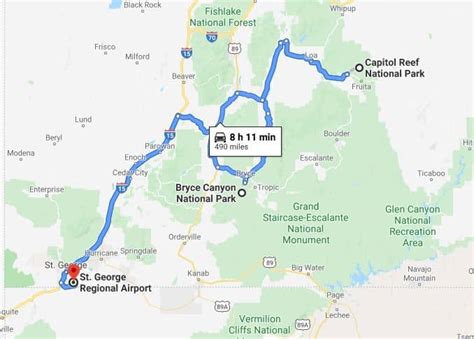 bryce canyon to capitol reef drive time