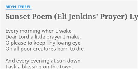 bryn terfel sunset poem eli jenkins' prayer