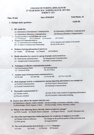 Cool Bsc Nursing 4Th Year Question Paper Trending