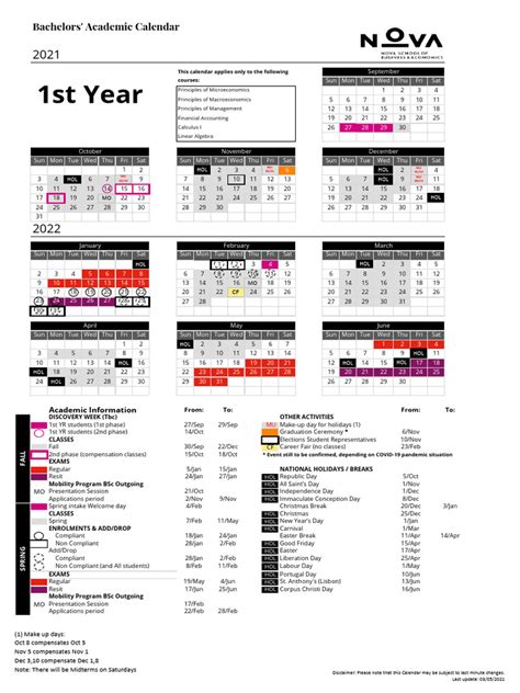 Bsc School Calendar